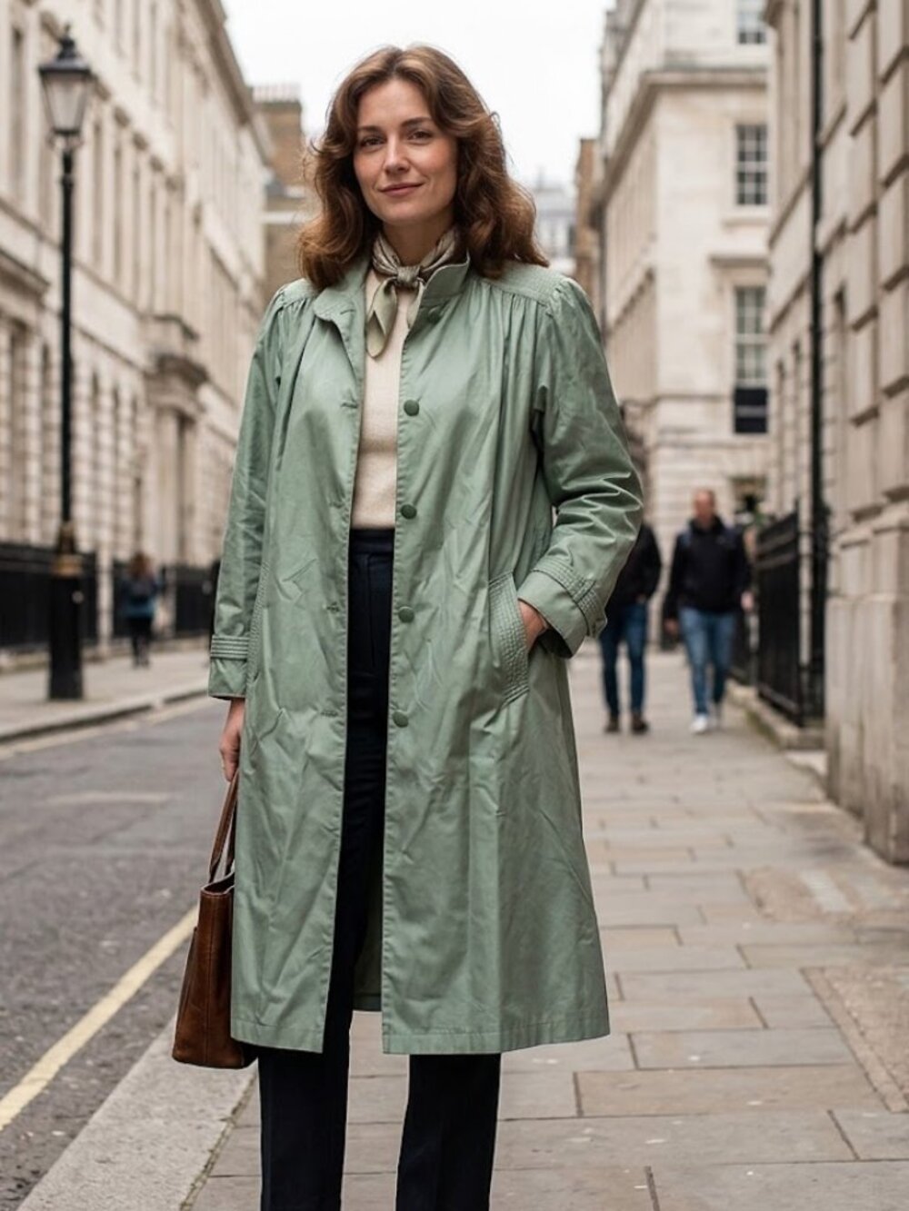 Vintage Fleet Street Sage Green Trench Coat Rain Jacket Size 14